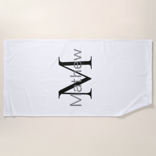 Serviette De Plage simple lettre initiale monogramme ajouter votre no