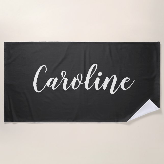 Serviette De Plage Simple tendance Chic noir calligraphie personnalis (Devant)