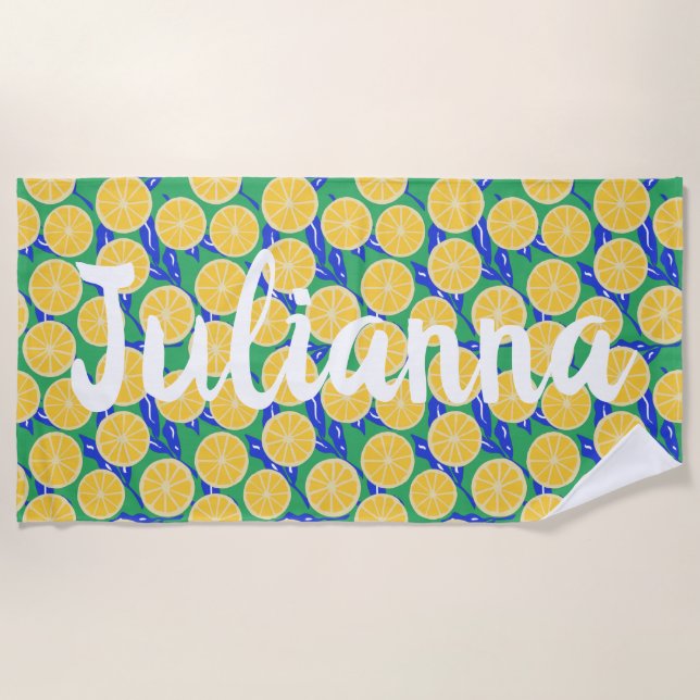 Serviette De Plage Simples tranches de citron Motif Botanique Personn (Devant)