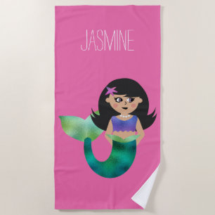 Serviette De Plage Sirène latine personnalisée mignonne d'aluminium
