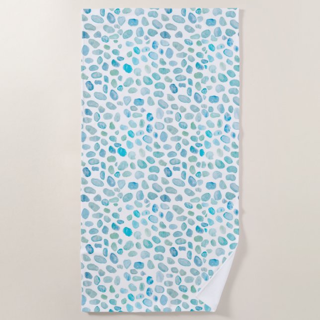 Serviette De Plage Sirène Motif Turquoise en verre de mer (Devant)
