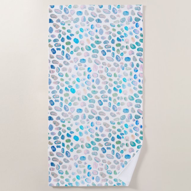 Serviette De Plage Sirène Motif Turquoise en verre de mer (Devant)