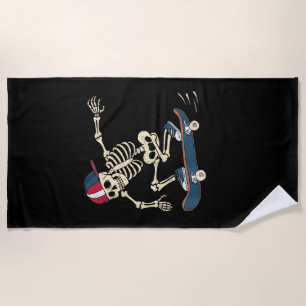 Serviette De Plage Skateboard Skeleton Halloween Skateboard Skateboar