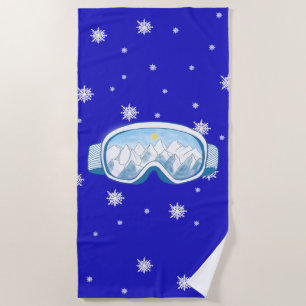 Serviette De Plage Ski Goggers Snowflake Dance