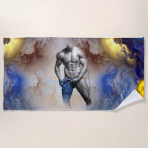 Serviette De Plage SlipperyJoe's Man steamy shirt abs six pack