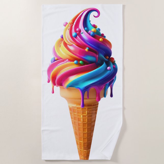 Serviette De Plage SlipperyJoe's vibrante crème glacée cone classique (Devant)