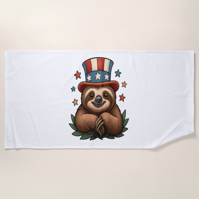 Serviette De Plage Sloth 4 juillet (Devant)