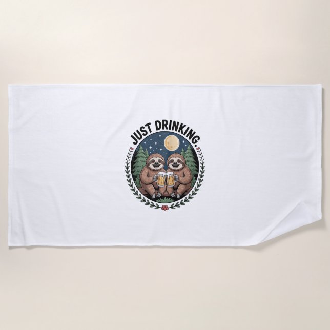 Serviette De Plage Sloth Randonnée avec l'équipe de boisson (Devant)