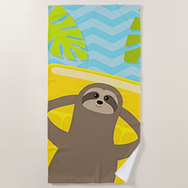Serviette De Plage "Sloth Relaxant"  (Devant)