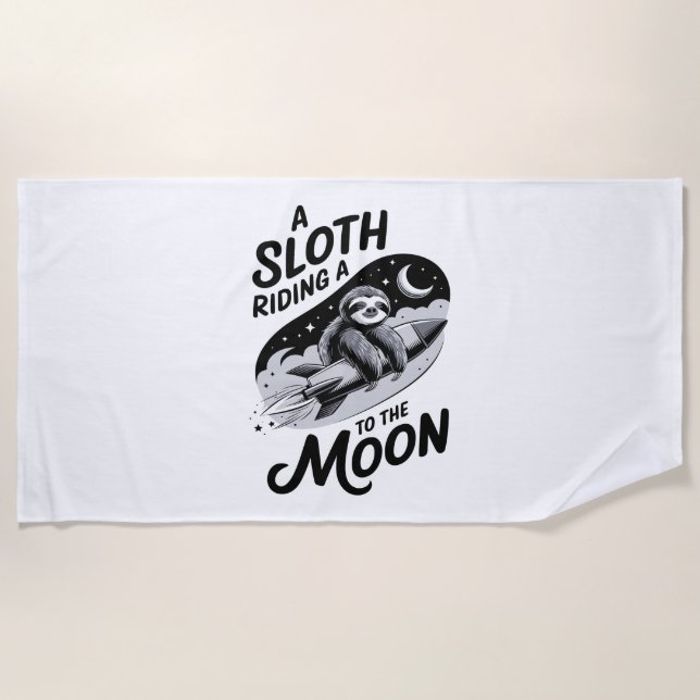 Serviette De Plage Sloth Riding a Rocket to the Moon (Devant)