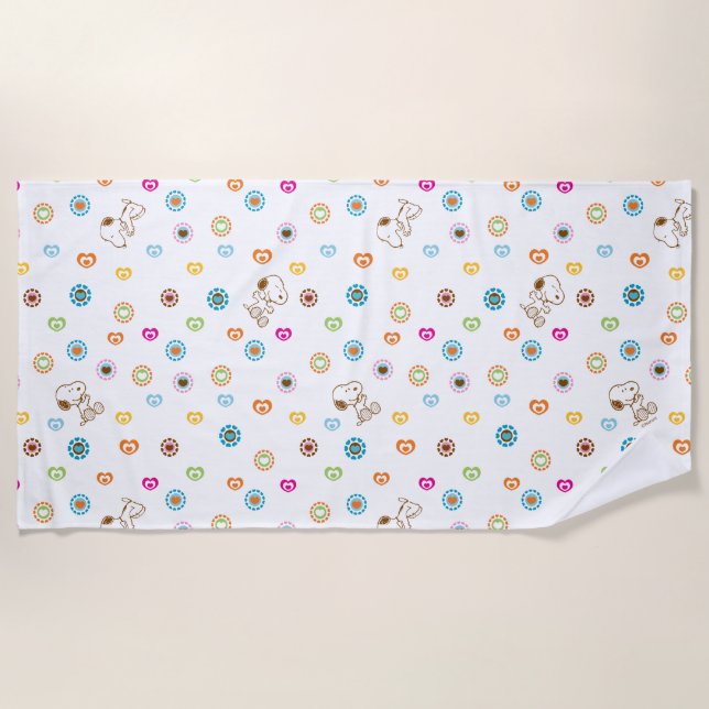 Serviette De Plage Snoopy Colorful Hearts Motif (Devant)