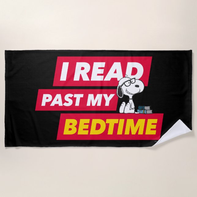 Serviette De Plage Snoopy "I Read Past My Bedtime" (Devant)