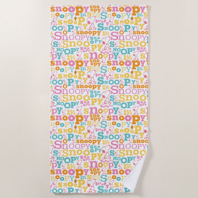 Serviette De Plage Snoopy Pastel Text Pattern (Devant)