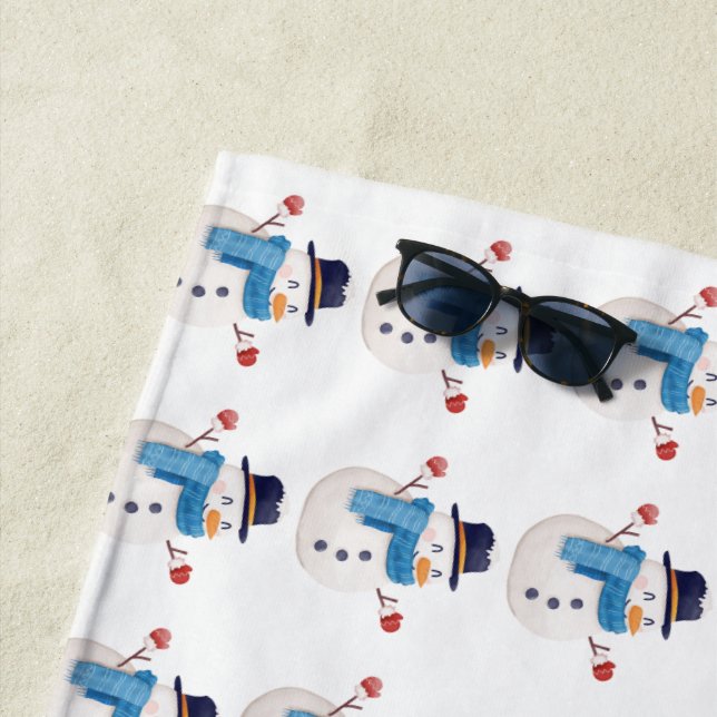 Serviette De Plage Snowman Winter Beach Towne (En situation)