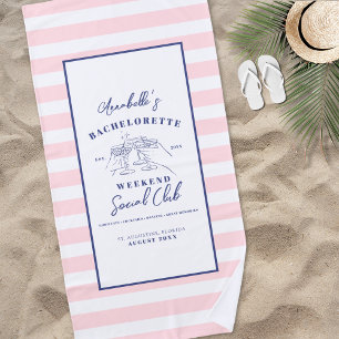 Serviette De Plage Social Club Preppy Bachelorette Party
