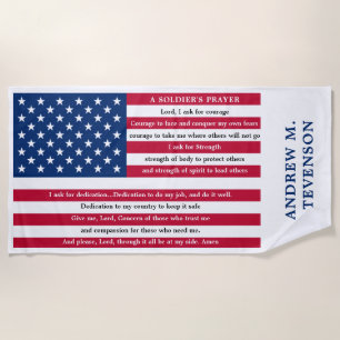 Serviette De Plage Soldats prière Personnalisée Drapeau américain