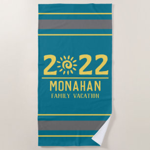 Serviette De Plage Soleil familial personnalisé