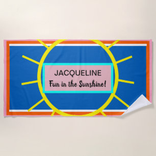 Serviette De Plage Soleil Jaune Rose Bleu Orange NOM