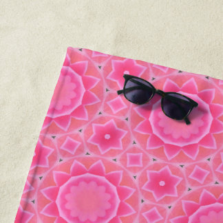 Serviette De Plage Soleil rose et étoiles petite fille motif en mosaï