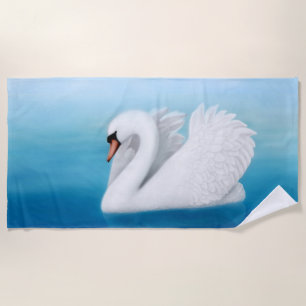 Serviette de plage solitaire de cygne muet