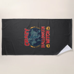 Serviette De Plage Sorcière de Halloween fou Citrouille Volant Lune N
