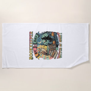 Serviette De Plage Sorcière de jour de comptable Nuit d'Halloween Hib