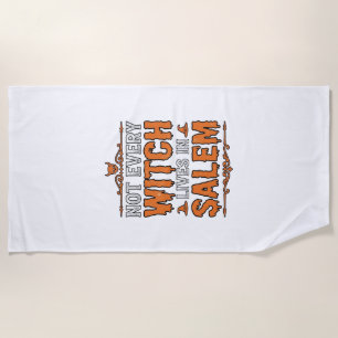 Serviette De Plage Sorcière Vintage Salem Halloween Typographie Desig