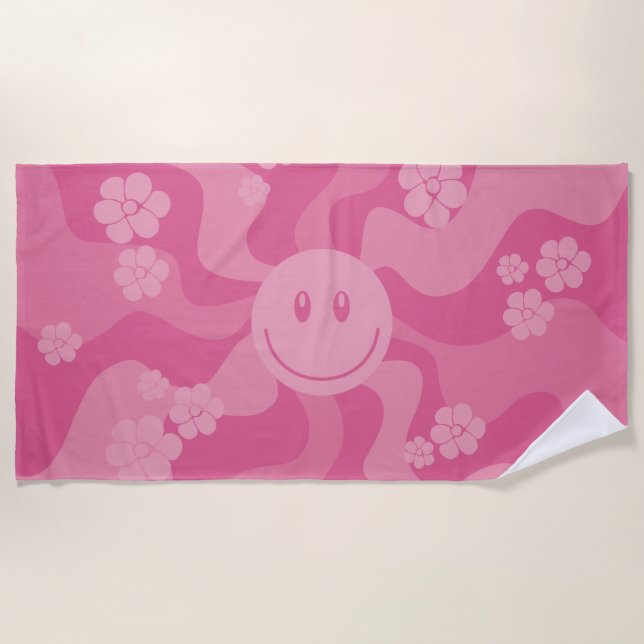 Serviette De Plage Sourire - rose (Devant)