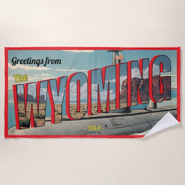 Serviette De Plage Sous-marin Wyoming Pour USA Retro (Devant)