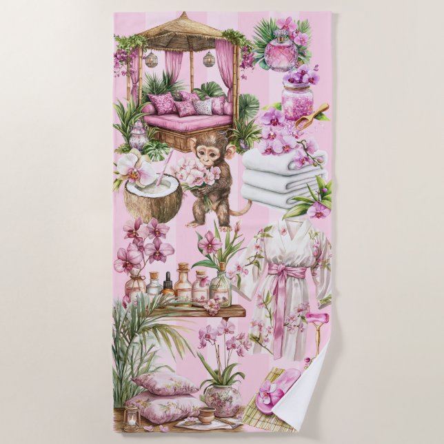 Serviette De Plage Spa tropical rose Cabana Beach Towne (Devant)