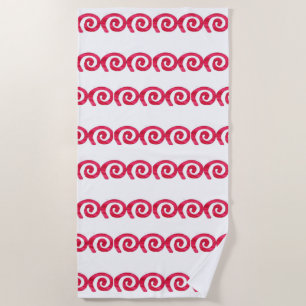Serviette De Plage spirales rose et rouge motif sur blanc