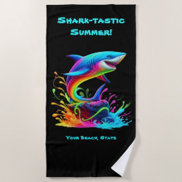 Serviette De Plage Splash de requin coloré