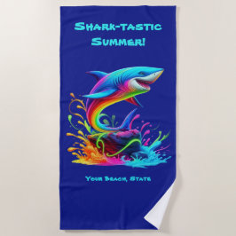 Serviette De Plage Splash de requin coloré