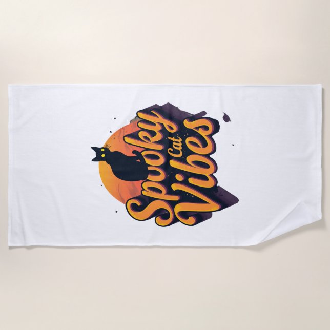 Serviette De Plage Spooky Cat Vibes 2 (Devant)