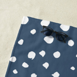 Serviette De Plage Spots Dalmatiens Bleus Marine, Points Dalmatiens,