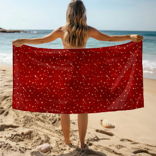 Serviette De Plage Star Gold Festive Bourgogne Rouge