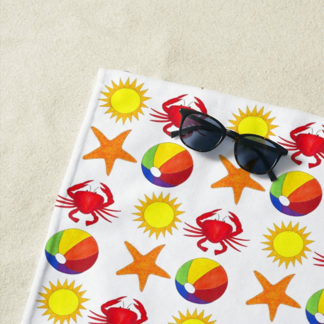 Serviette De Plage Starfish Crab Beachball Summer Sunshine Beach (En situation)
