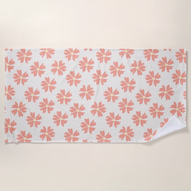 Serviette De Plage Style rose floral décalé blanc (Devant)