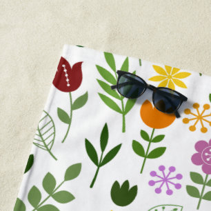 Serviette De Plage Style scandinave Flore & Faune Motif