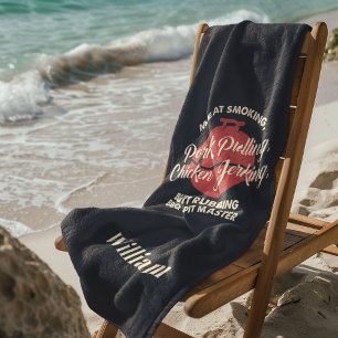 Serviette De Plage Summer Beach BBBQ Pit Master Papa Personnalisé