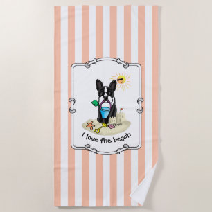 Serviette De Plage Summer Beach Boston Terrier Dog (noir) mignonne