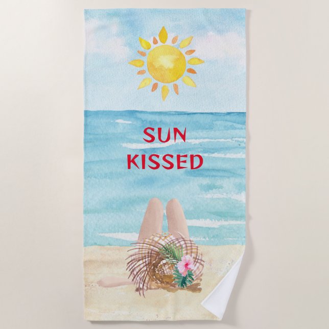 Serviette de plage Sun Kissed avec bain de soleil (Devant)