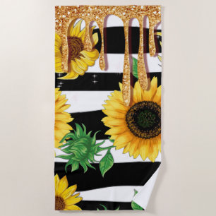 Serviette de plage Sunflower Gold Drip