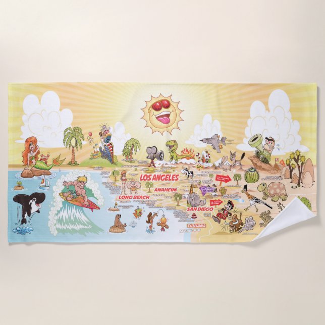 Serviette De Plage Sunset Beach Blanche en Californie du Sud (Devant)