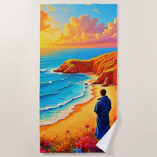 Serviette De Plage Sunset Beach Solitude Design de sérénité