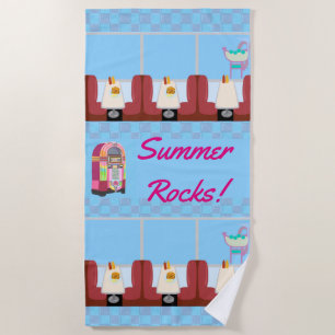 Serviette De Plage Super Cute Retro Diner Amusants Cinquante Design