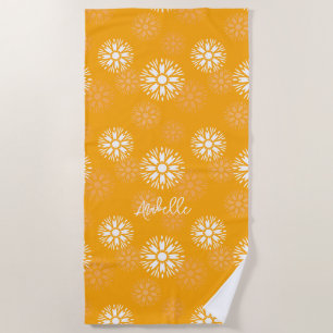 Serviette De Plage Super Orange Daisy Fleur Rétro Nom Floral