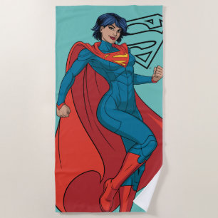 Serviette De Plage Supergirl Hovering en costume bleu