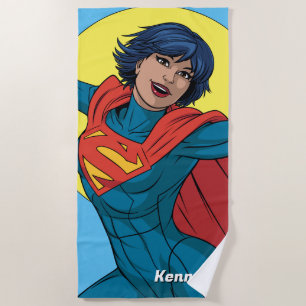 Serviette De Plage Supergirl volant en costume bleu