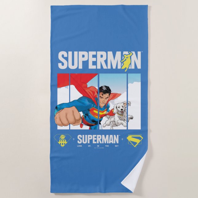 Serviette De Plage Superman et Krypto prennent l'avion (Devant)